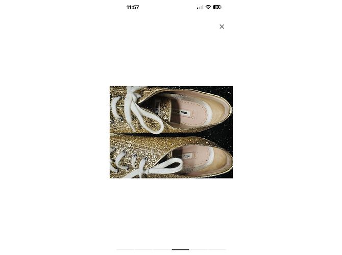Miu Miu Goldglitzer Low-Top-Sneaker mit Metallkappe Golden - Ansicht 6