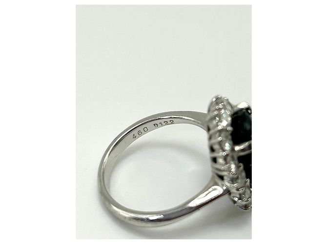 Autre Marque Platin Cocktailring mit grünem Turmalin und Diamanten, 4,60ct Silber Weiß - Ansicht 7