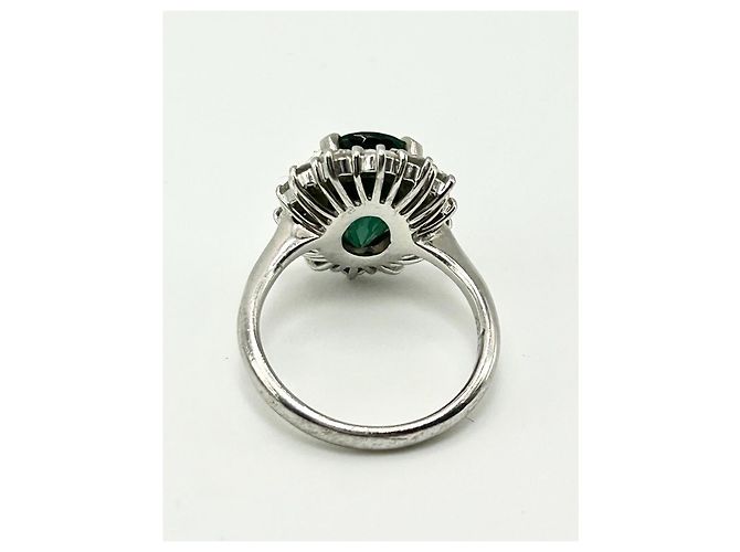 Autre Marque Platin Cocktailring mit grünem Turmalin und Diamanten, 4,60ct Silber Weiß - Ansicht 8