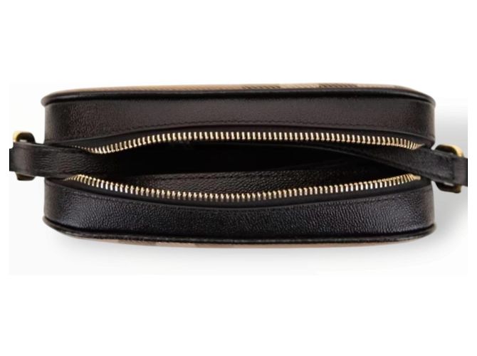 Borsa a tracolla Burberry Haymarket in tela e pelle Nero Multicolore Beige - vista 17
