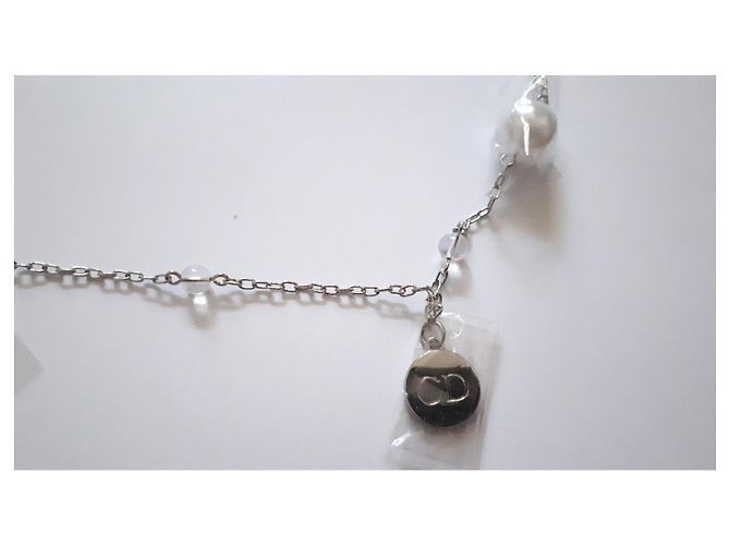 Autre Marque Dior Silberkette mit CD-Logo und Stern-Anhängern Schwarz Silber Hardware - Ansicht 2