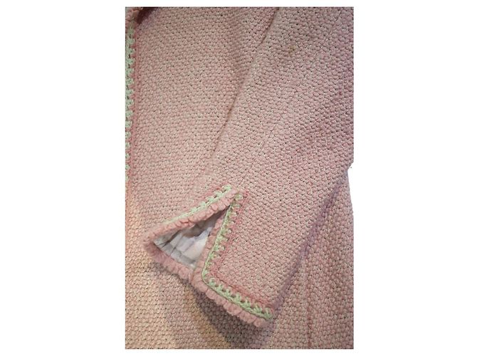 Timeless Chanel 00A Abrigo Largo Bouclé Rosa - vista 11