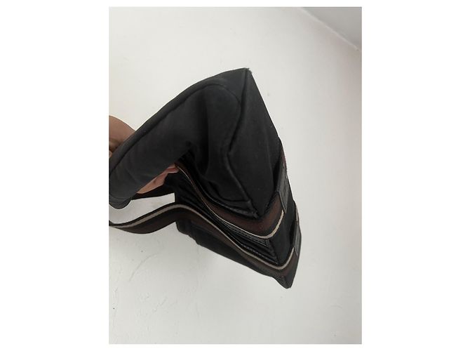 Hermès Borsa tote in tela nera e pelle Marrone Nero - vista 10