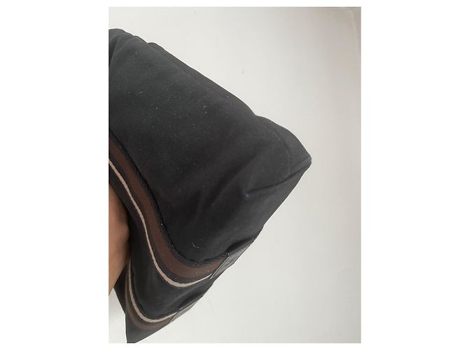 Hermès Borsa tote in tela nera e pelle Marrone Nero - vista 11