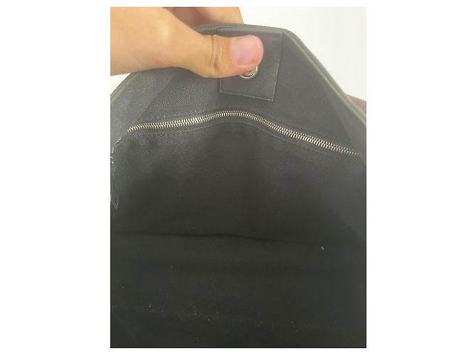 Hermès Borsa tote in tela nera e pelle Marrone Nero - vista 17