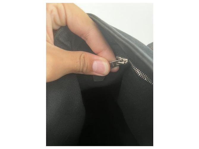 Hermès Borsa tote in tela nera e pelle Marrone Nero - vista 18