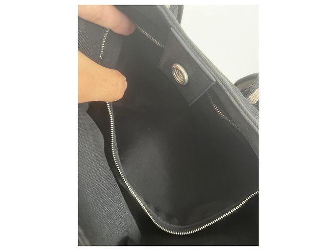 Hermès Borsa tote in tela nera e pelle Marrone Nero - vista 19