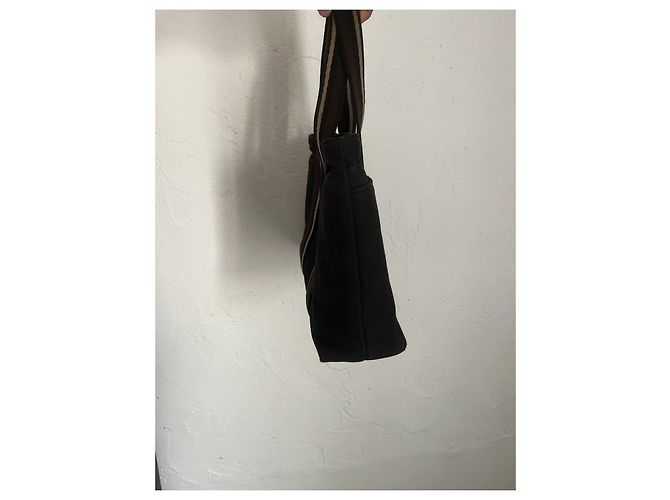 Hermès Borsa tote in tela nera e pelle Marrone Nero - vista 6