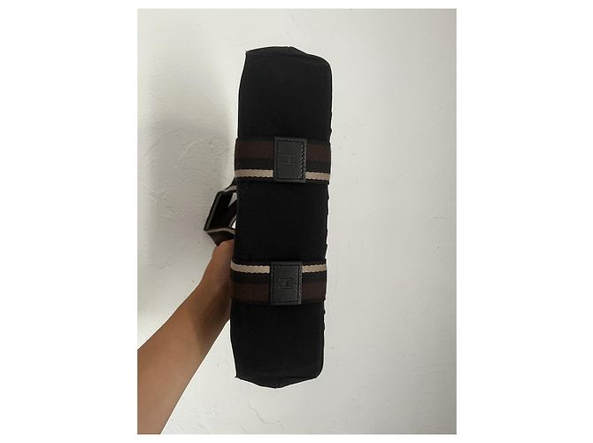 Hermès Borsa tote in tela nera e pelle Marrone Nero - vista 7