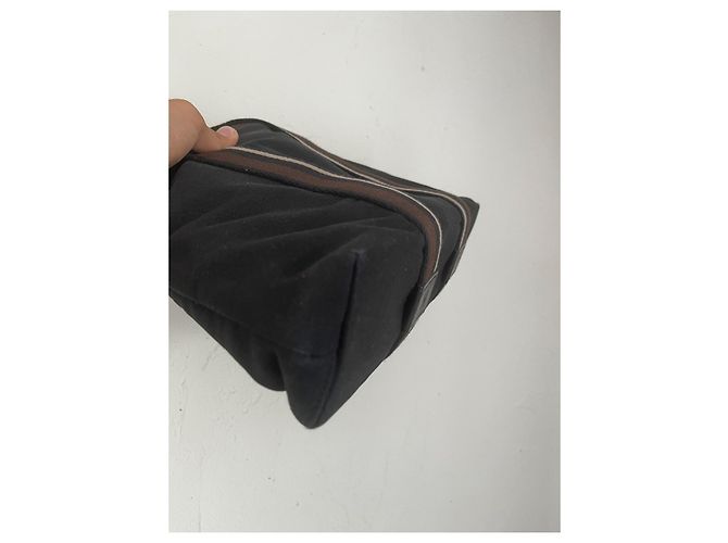 Hermès Borsa tote in tela nera e pelle Marrone Nero - vista 9