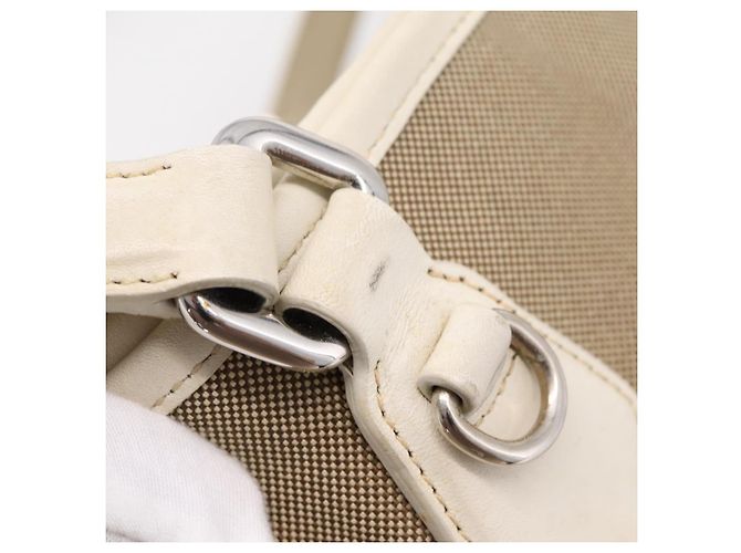 PRADA Tote Bag Canvas Jacquard Beige Silver Auth 206242A Silber - Ansicht 10