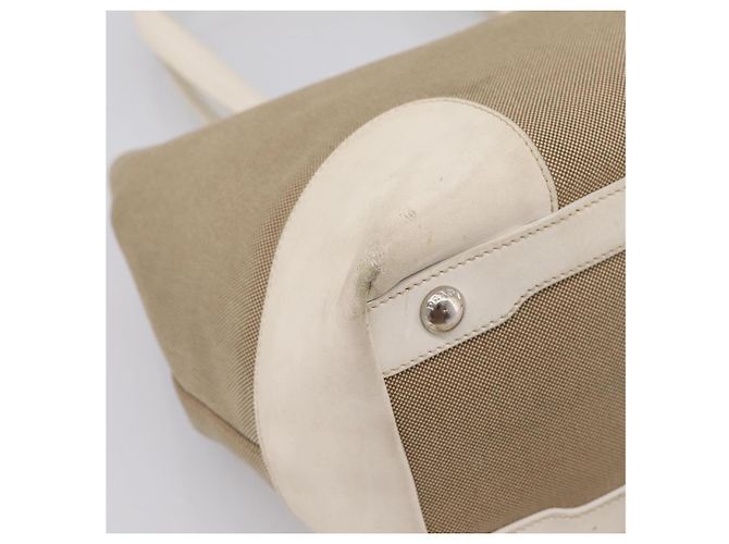 PRADA Tote Bag Canvas Jacquard Beige Silver Auth 206242A Silber - Ansicht 17