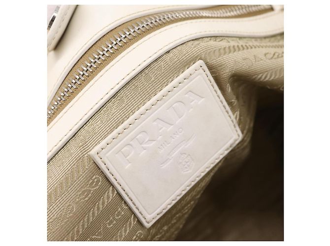 PRADA Tote Bag Canvas Jacquard Beige Silver Auth 206242A Silber - Ansicht 20