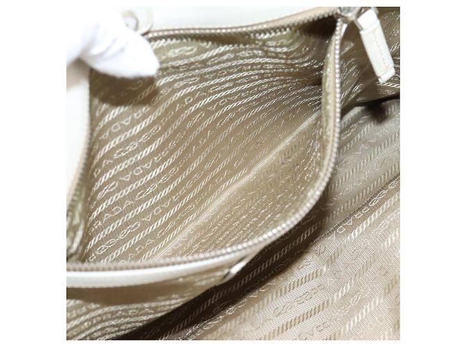 PRADA Tote Bag Canvas Jacquard Beige Silver Auth 206242A Silber - Ansicht 24