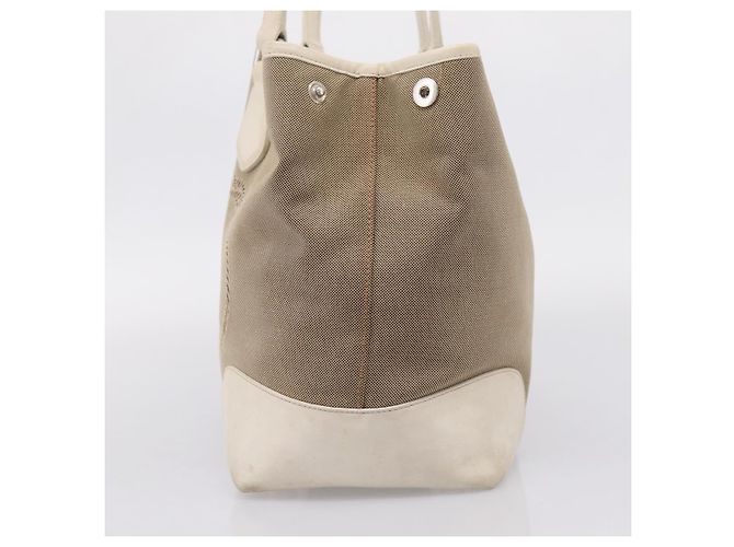 PRADA Tote Bag Canvas Jacquard Beige Silver Auth 206242A Silber - Ansicht 4