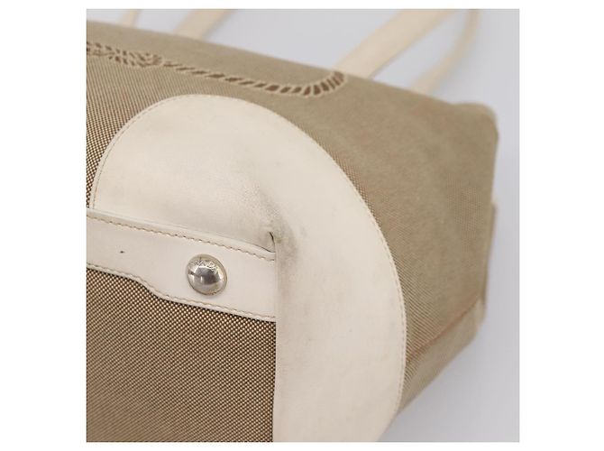 PRADA Tote Bag Canvas Jacquard Beige Silver Auth 206242A Silber - Ansicht 8