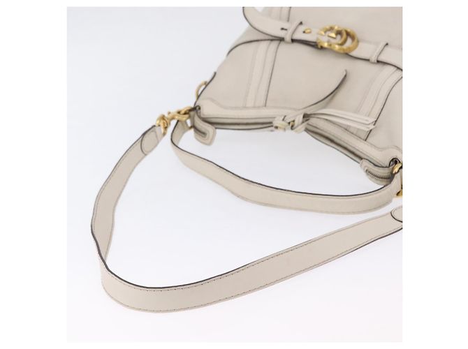 Borsa a tracolla GUCCI GG Marmont in pelle 2way White Gold 247185 Auth 201371A Bianco D'oro - vista 10