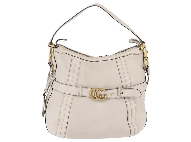 Borsa a tracolla GUCCI GG Marmont in pelle 2way White Gold 247185 Auth 201371A Bianco D'oro - vista 13