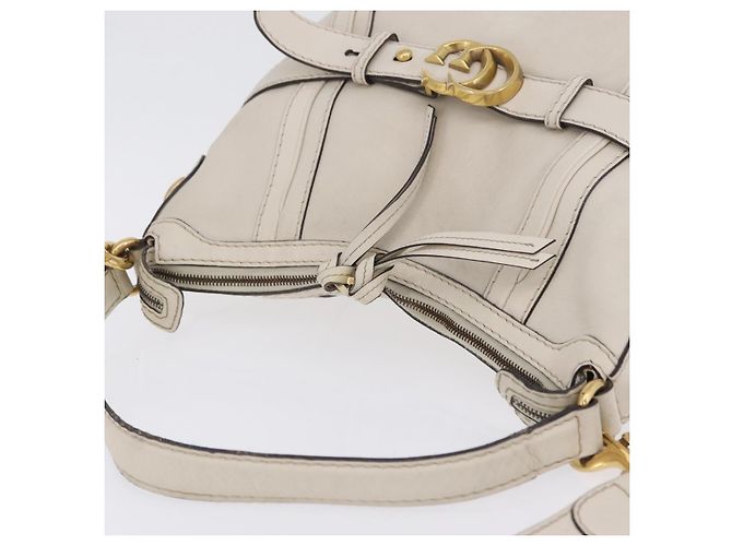 Borsa a tracolla GUCCI GG Marmont in pelle 2way White Gold 247185 Auth 201371A Bianco D'oro - vista 14