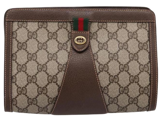 Borsa a pochette GUCCI GG Supreme Web Sherry Line PVC Beige Gold 89 01 032 Auth mr2926 - vista 13