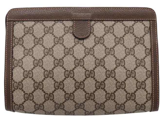 Borsa a pochette GUCCI GG Supreme Web Sherry Line PVC Beige Gold 89 01 032 Auth mr2926 - vista 2