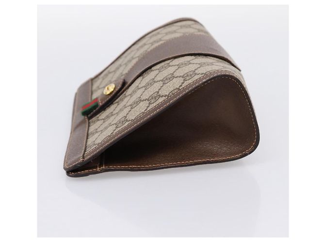 Borsa a pochette GUCCI GG Supreme Web Sherry Line PVC Beige Gold 89 01 032 Auth mr2926 - vista 3