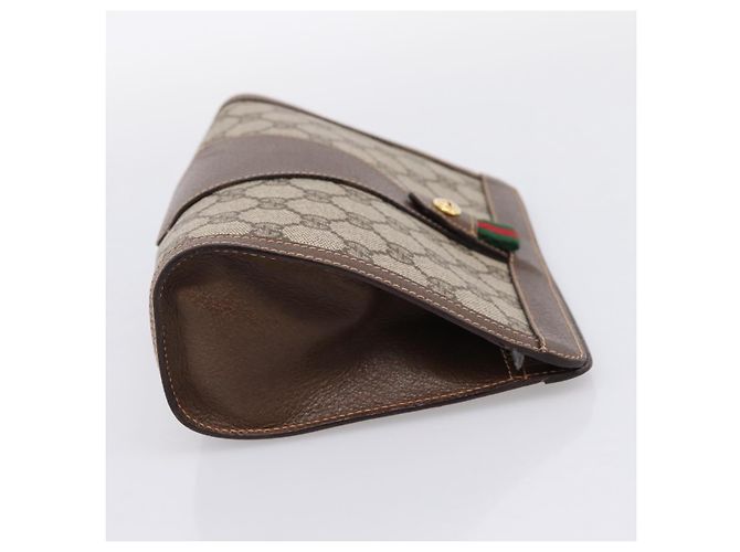 Borsa a pochette GUCCI GG Supreme Web Sherry Line PVC Beige Gold 89 01 032 Auth mr2926 - vista 4