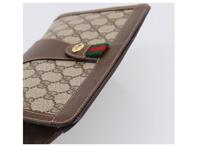 Borsa a pochette GUCCI GG Supreme Web Sherry Line PVC Beige Gold 89 01 032 Auth mr2926 - vista 5