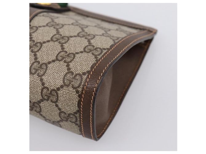 Borsa a pochette GUCCI GG Supreme Web Sherry Line PVC Beige Gold 89 01 032 Auth mr2926 - vista 7