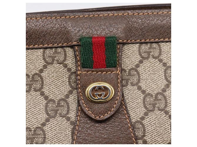 Borsa a pochette GUCCI GG Supreme Web Sherry Line PVC Beige Gold 89 01 032 Auth mr2926 - vista 8