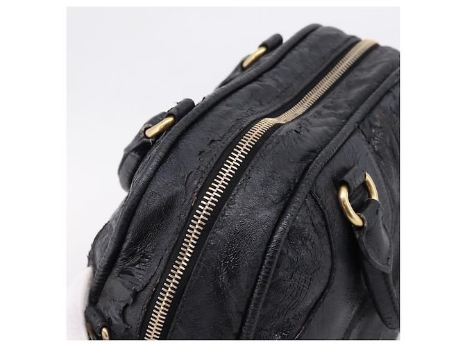Bolsa Miu Miu em couro preto e dourado Auth 206226 - vista 16