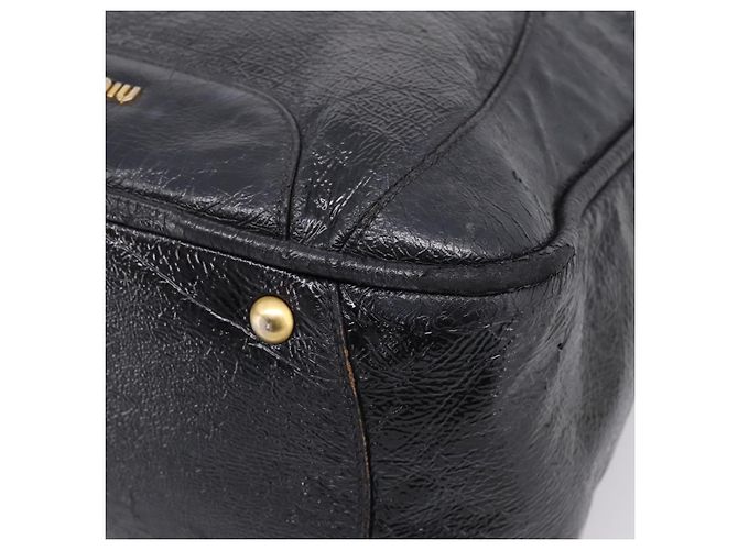 Bolsa Miu Miu em couro preto e dourado Auth 206226 - vista 20