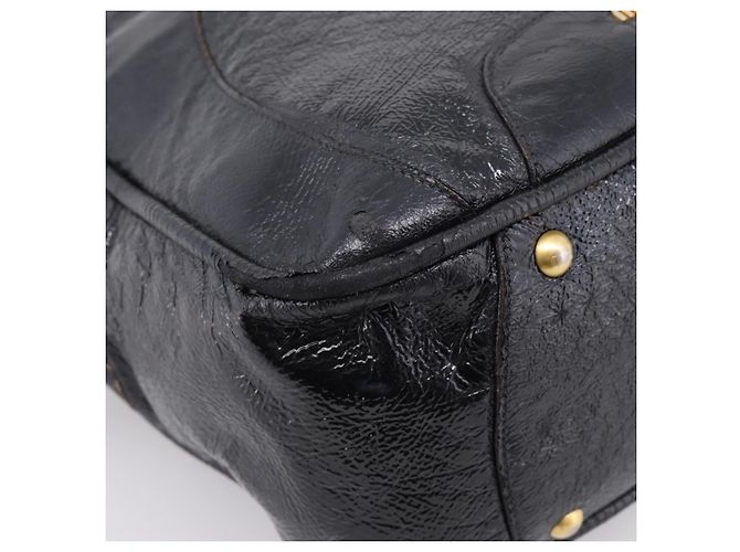 Bolsa Miu Miu em couro preto e dourado Auth 206226 - vista 22
