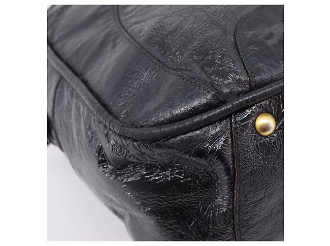 Bolsa Miu Miu em couro preto e dourado Auth 206226 - vista 25