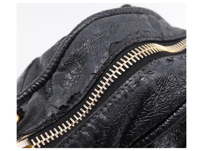 Bolsa Miu Miu em couro preto e dourado Auth 206226 - vista 27