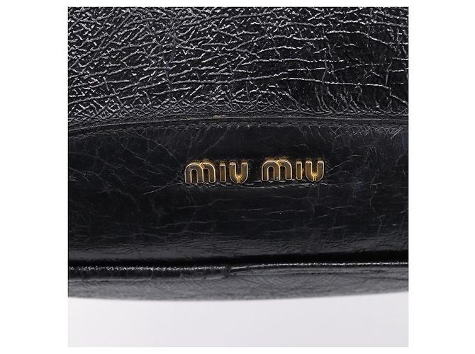 Bolsa Miu Miu em couro preto e dourado Auth 206226 - vista 32