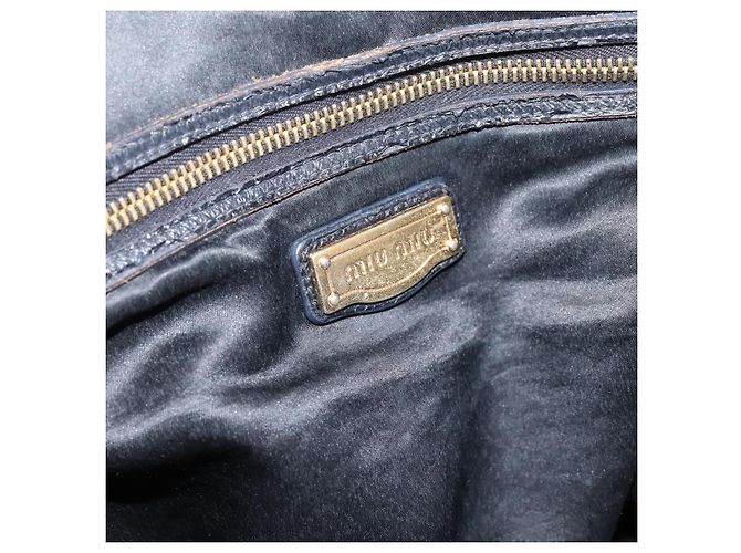 Bolsa Miu Miu em couro preto e dourado Auth 206226 - vista 33