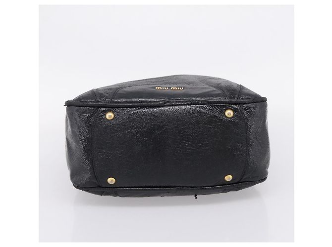 Bolsa Miu Miu em couro preto e dourado Auth 206226 - vista 5