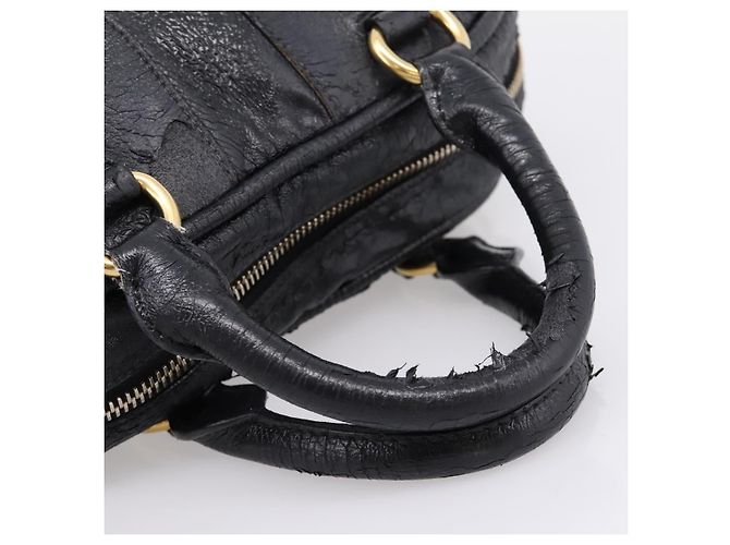 Bolsa Miu Miu em couro preto e dourado Auth 206226 - vista 6