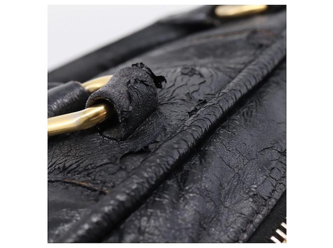 Bolsa Miu Miu em couro preto e dourado Auth 206226 - vista 8