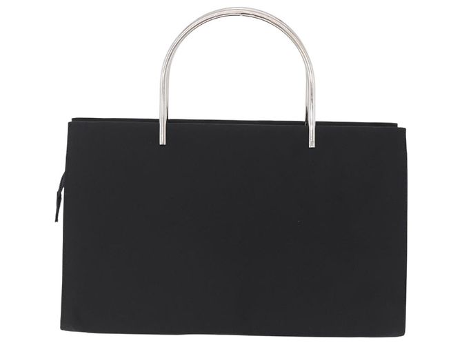 Bolso de mano PRADA con asa de metal Nylon Black Silver Auth 206110A Negro Plata - vista 2