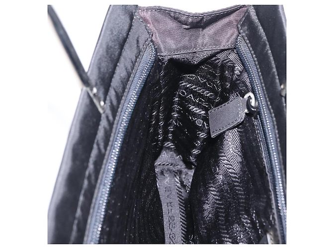 Bolso de mano PRADA con asa de metal Nylon Black Silver Auth 206110A Negro Plata - vista 20