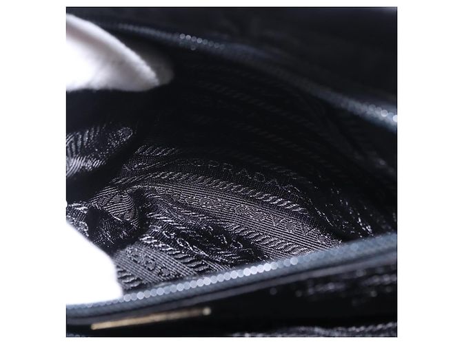 Bolso de mano PRADA con asa de metal Nylon Black Silver Auth 206110A Negro Plata - vista 22