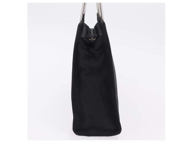 Bolso de mano PRADA con asa de metal Nylon Black Silver Auth 206110A Negro Plata - vista 4
