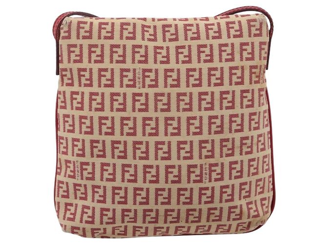 Borsa a tracolla FENDI Zucchino Canvas Mamma Baguette Rosso Oro 8BT075 Auth 206235 D'oro - vista 2