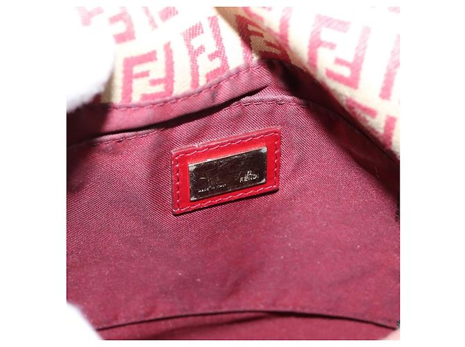 Borsa a tracolla FENDI Zucchino Canvas Mamma Baguette Rosso Oro 8BT075 Auth 206235 D'oro - vista 21