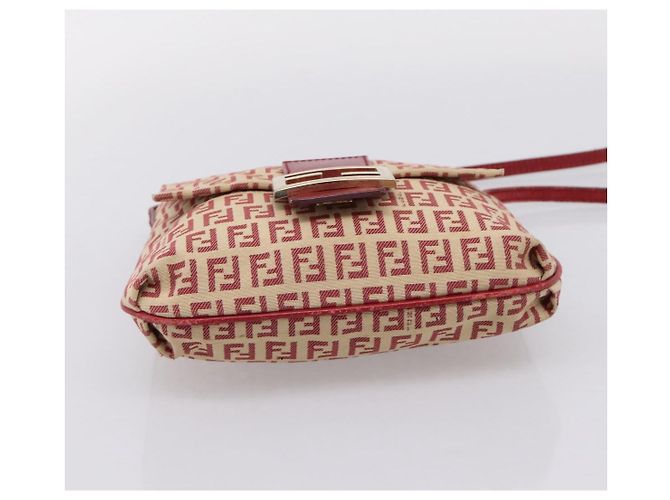 Borsa a tracolla FENDI Zucchino Canvas Mamma Baguette Rosso Oro 8BT075 Auth 206235 D'oro - vista 5