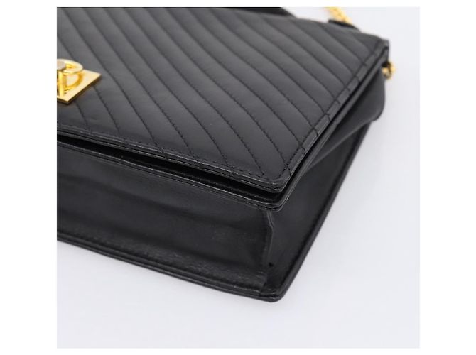 Céline Sac à main CELINE en cuir 2way Noir Doré Auth mr3033V - vue 10