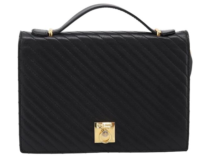 Céline Sac à main CELINE en cuir 2way Noir Doré Auth mr3033V - vue 13
