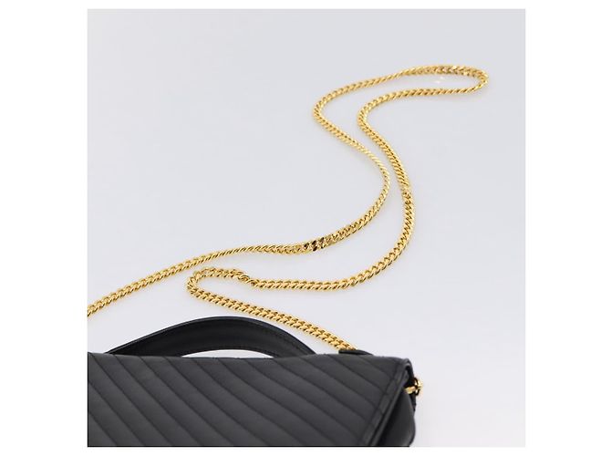 Céline Sac à main CELINE en cuir 2way Noir Doré Auth mr3033V - vue 14